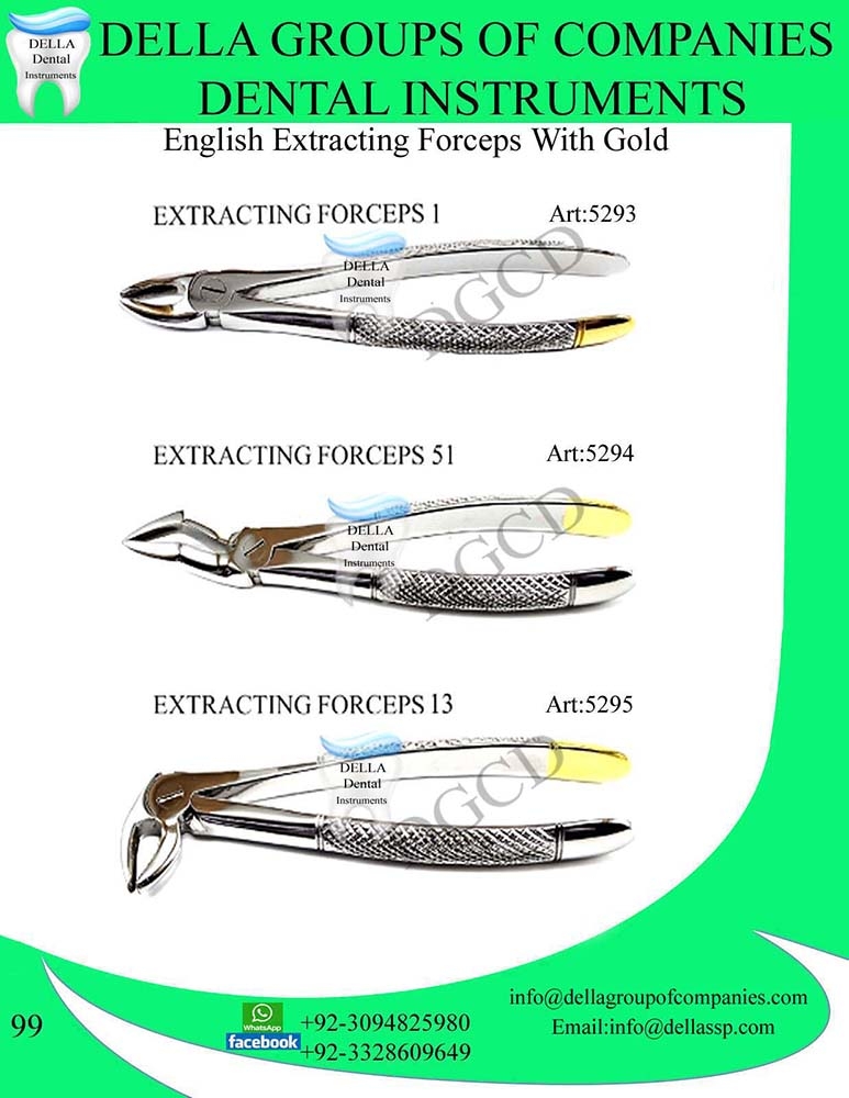 English Extracting Forceps with Gold